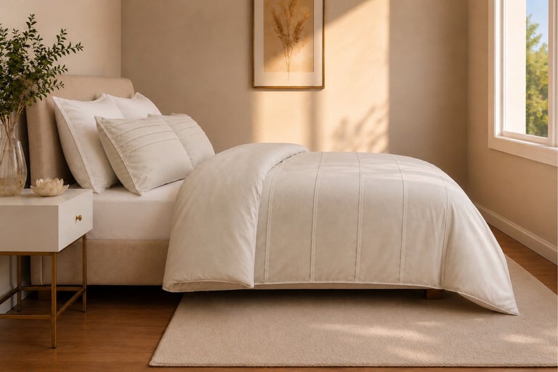 HOMETOPIA King Size 6 Piece Bedding Set Ultra Soft Lightweight Washed Fabric Pleated Design Breathable Cooling Comforter Set for AC Room - Image 5
