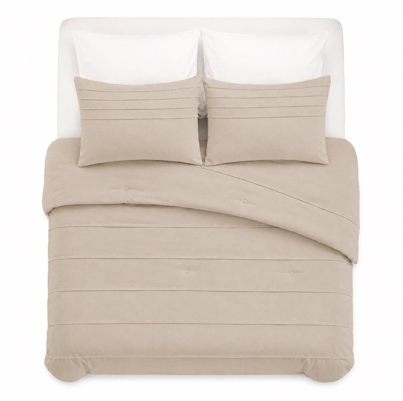 HOMETOPIA King Size 6 Piece Bedding Set Ultra Soft Lightweight Washed Fabric Pleated Design Breathable Cooling Comforter Set for AC Room - Image 2
