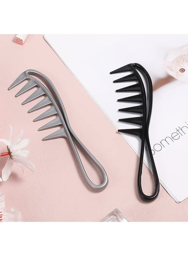 Generic 2 Pcs Wide Tooth Comb, Large Texture Combs, Wide Tooth Curl Comb Shark Teeth Hairstyle Tool (Black, Grey)  - Image 4