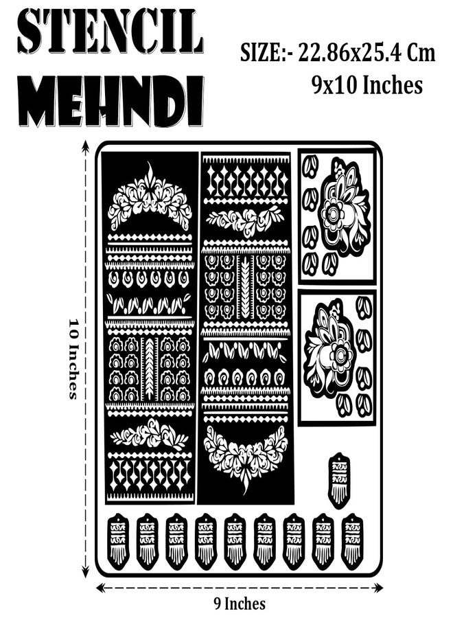 Komstec Creative Bridal Mehndi Stencil Sticker with Diamond Shapes and Floral Art - Image 3