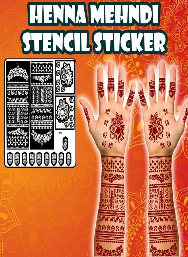 Komstec Creative Bridal Mehndi Stencil Sticker with Diamond Shapes and Floral Art - Image 5