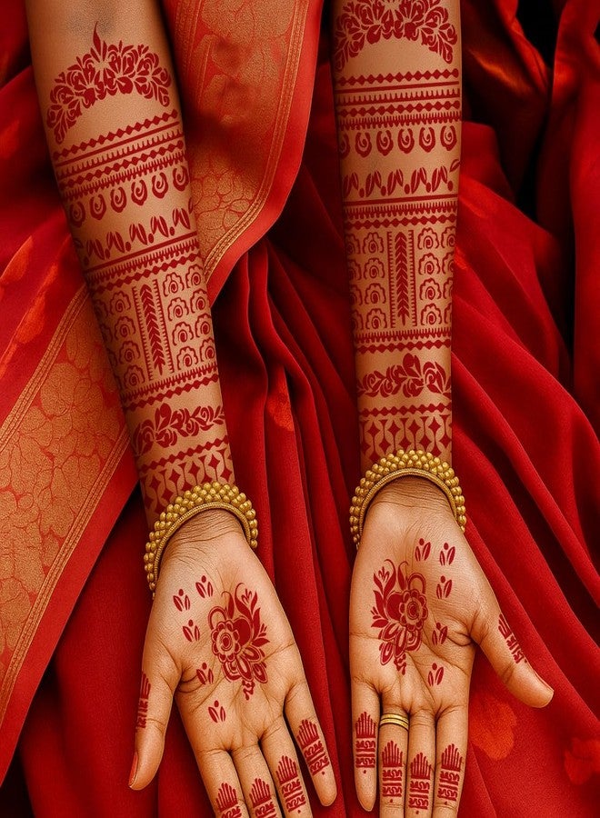 Komstec Creative Bridal Mehndi Stencil Sticker with Diamond Shapes and Floral Art - Image 4
