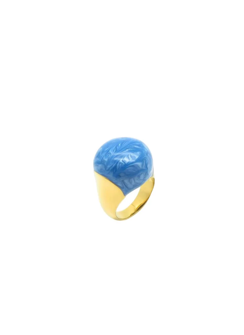 Statement ring w/blue enamel