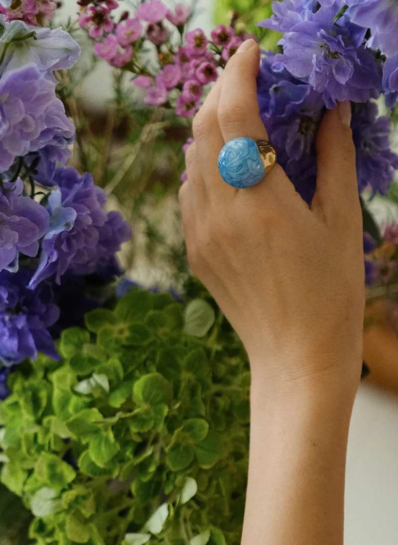 AMIE Dubai  Statement ring w/blue enamel for Women | Best Price UAE