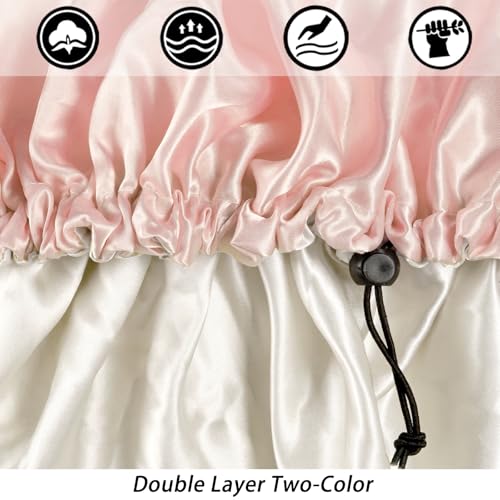 Edoneery Satin Silk Bonnet for Curly Hair Bonnet Braid Bonnet for Sleeping Bonnets for Women Large DoubleLayer Adjustable - Image 3