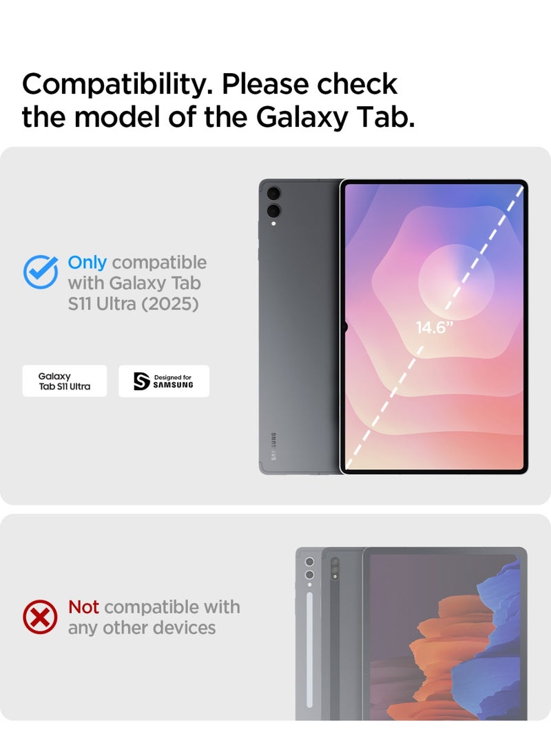 Spigen غطاء حماية فائق الهجين لجهاز سامسونج جالاكسي تاب S11 ألترا 14.6 بوصة (2025) غطاء ثلاثي الطيات خلفية شفافة مع حامل قلم S - رمادي - Image 2