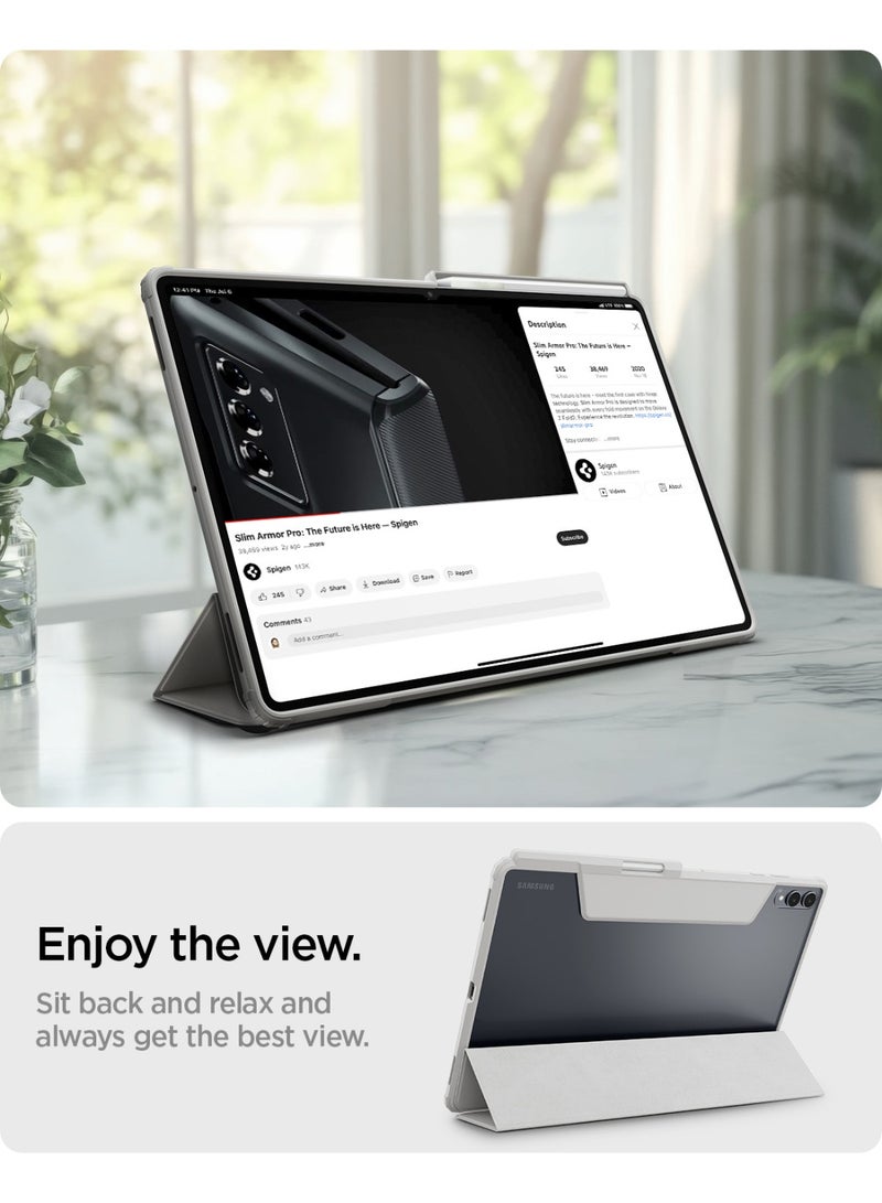 Spigen غطاء حماية فائق الهجين لجهاز سامسونج جالاكسي تاب S11 ألترا 14.6 بوصة (2025) غطاء ثلاثي الطيات خلفية شفافة مع حامل قلم S - رمادي - Image 4
