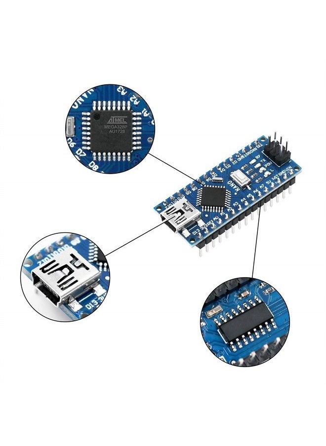 Nano V3.0, Nano Board ATmega328P 5V 16M Micro-Controller Board Compatible with Arduino IDE (Nano x 3 with USB Cable)
