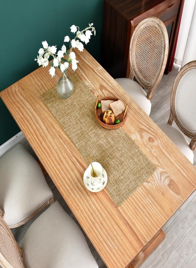 NEWISHER Farmhouse Rustic Faux Linen Table Runner Neutral Coffee Table Runners Double Layer Reversible Rectangle Runners for Daily Use Kitchen Dining Banquet Holiday 13x36 Inch - Image 2