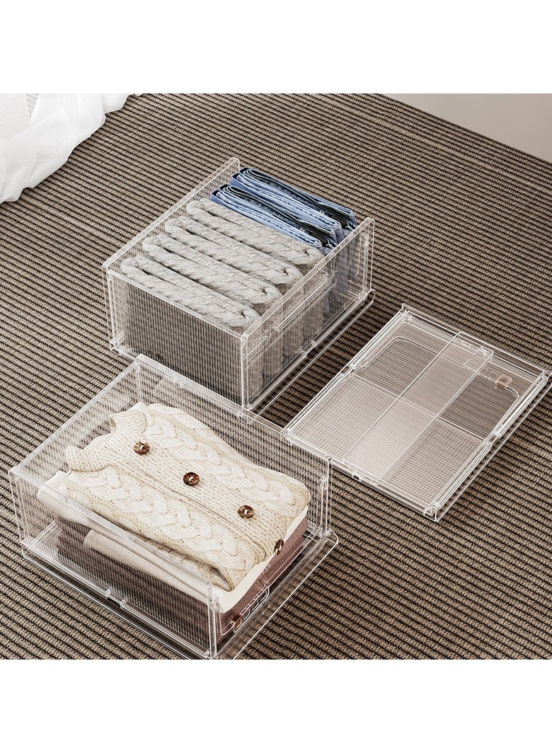 Stackable Plastic Storage Basket for Closet Wardrobe Organizer and Storage Bin Sweater Drawer Shelf Storage Container for Cupboard Kitchen Bathroom Office Bedroom (Large)  - Image 5