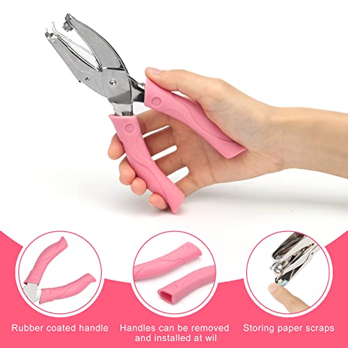 Ahier 2 Pieces Heart and Star Handheld Hole Paper Punch Metal Single Hole Paper Punch Punchers with Soft-Handled Tags for Clothing Ticket DIY Craft Tags Scrapbook Tool, 1/4 inch - Image 3