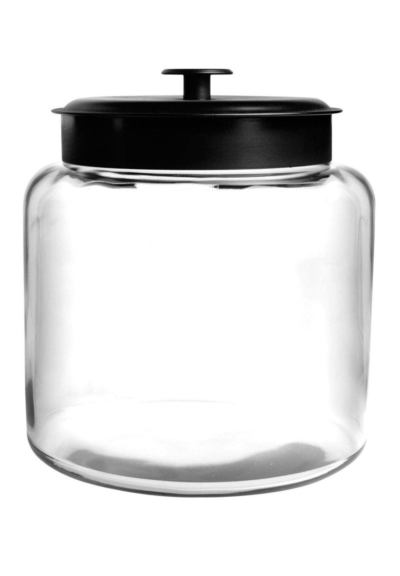 Anchor Hocking Montana 1.5 Gallon Glass Jar with Lid, Black Metal Lid - Image 1