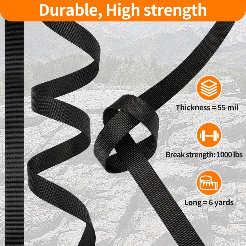 BEYOURD 5/8" Buckle and Strap Set: 6 Yards of Thick Nylon Webbing, 6 Pack Quick Side Release Adjustable Plastic Buckles, 12 Tri-Glide Slide Clips, Black (5/8" Combo Set) - Image 4