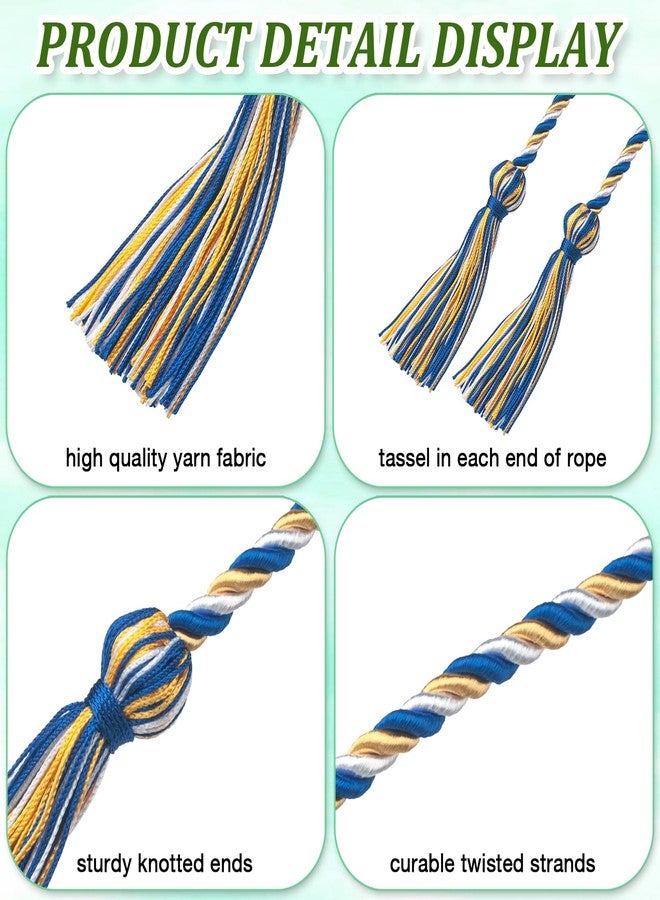 GHGMAO Graduation Cords, Gold Blue and White Graduation Cord Rayon Braided Cords for 2026, 68" Long Polyester Yarn Honor Ropes with Tassels for Student Grad Decorations Party Ceremony - Image 3