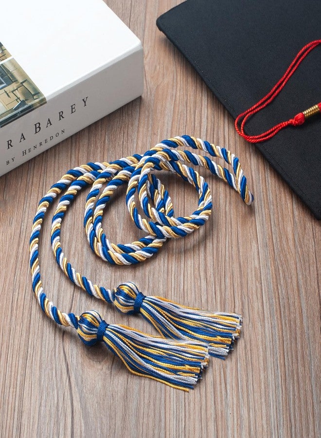 GHGMAO Graduation Cords, Gold Blue and White Graduation Cord Rayon Braided Cords for 2026, 68" Long Polyester Yarn Honor Ropes with Tassels for Student Grad Decorations Party Ceremony - Image 4