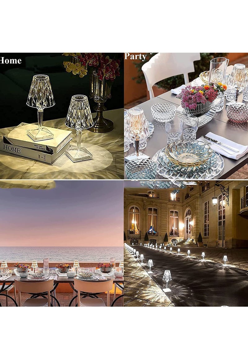 Crystal Touch Control Small Table Lamp-3 Color Changing Decorative Lighting Led Atmosphere Desk Lights Diamond USB Dimmable for Bedroom, Living Room, Restaurant, Bar, Wedding, Party (USB Rechargeable) - Image 4