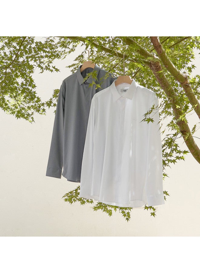 HLA Light Business Shirts & Series】best Solid Color Stretch Men's Long Sleeve Dress Shirts For Spring And Autumn - Image 4
