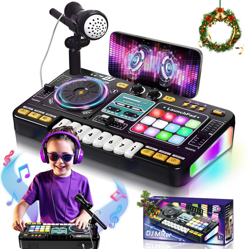 OZMI Kids DJ Music Mixer Table Board Set Toy with Microphone, Lights â€“ Interactive Musical Toys for Ages 3-12 | 100+ Sounds, Piano Keys, Disco Mode, Rechargeable for Kids Boys & Girls - Image 1