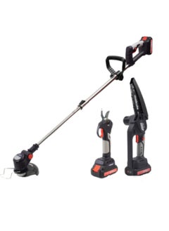 makute 3-in-1 Garden Tool Kit  Chainsaw Brush Cutter & Pruning with 20V  2Batteries Multi-functional Lightweight for Tree Pruning  Firewood Cutting  trimming branches  bushes  flowers  & more (P3-DC01-2B)  - Image 1