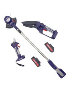 makute 3-in-1 Garden Tool Kit  Chainsaw Brush Cutter & Pruning with 20V  2Batteries Multi-functional Lightweight for Tree Pruning  Firewood Cutting  trimming branches  bushes  flowers  & more (P3-DC01-2B)  - Image 2