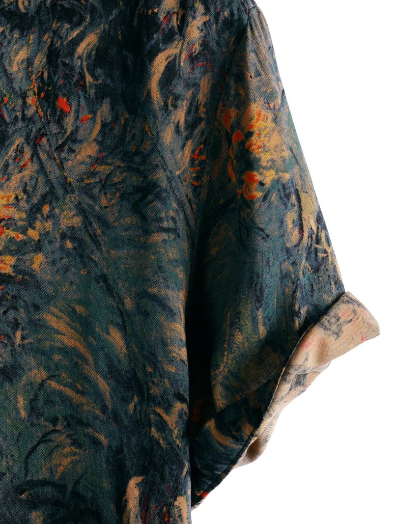 JOTOOK Mens Hawaiian Shirt Short Sleeve Button Down Tropical Shirts Casual Floral Summer Beach Shirt Large Gray Orange - Image 4