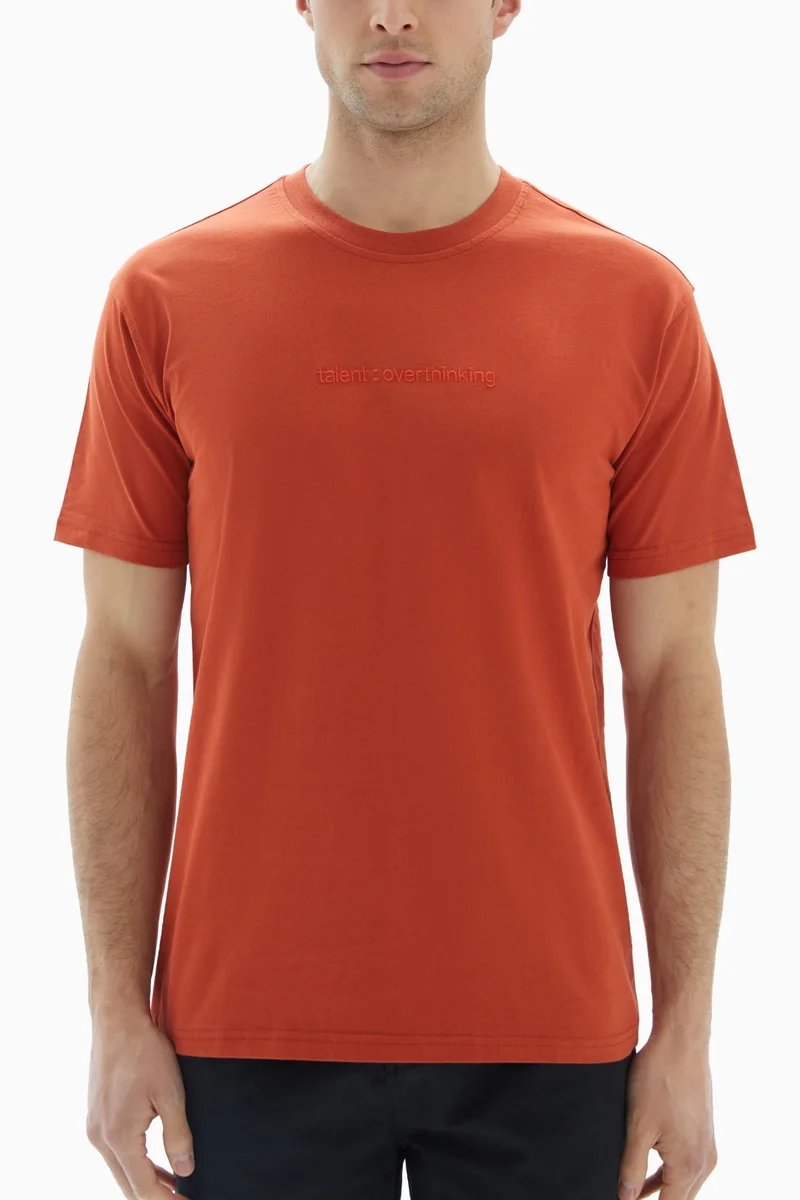Wecre8 Orange "Talent" Embossed T-shirt By WECRE8