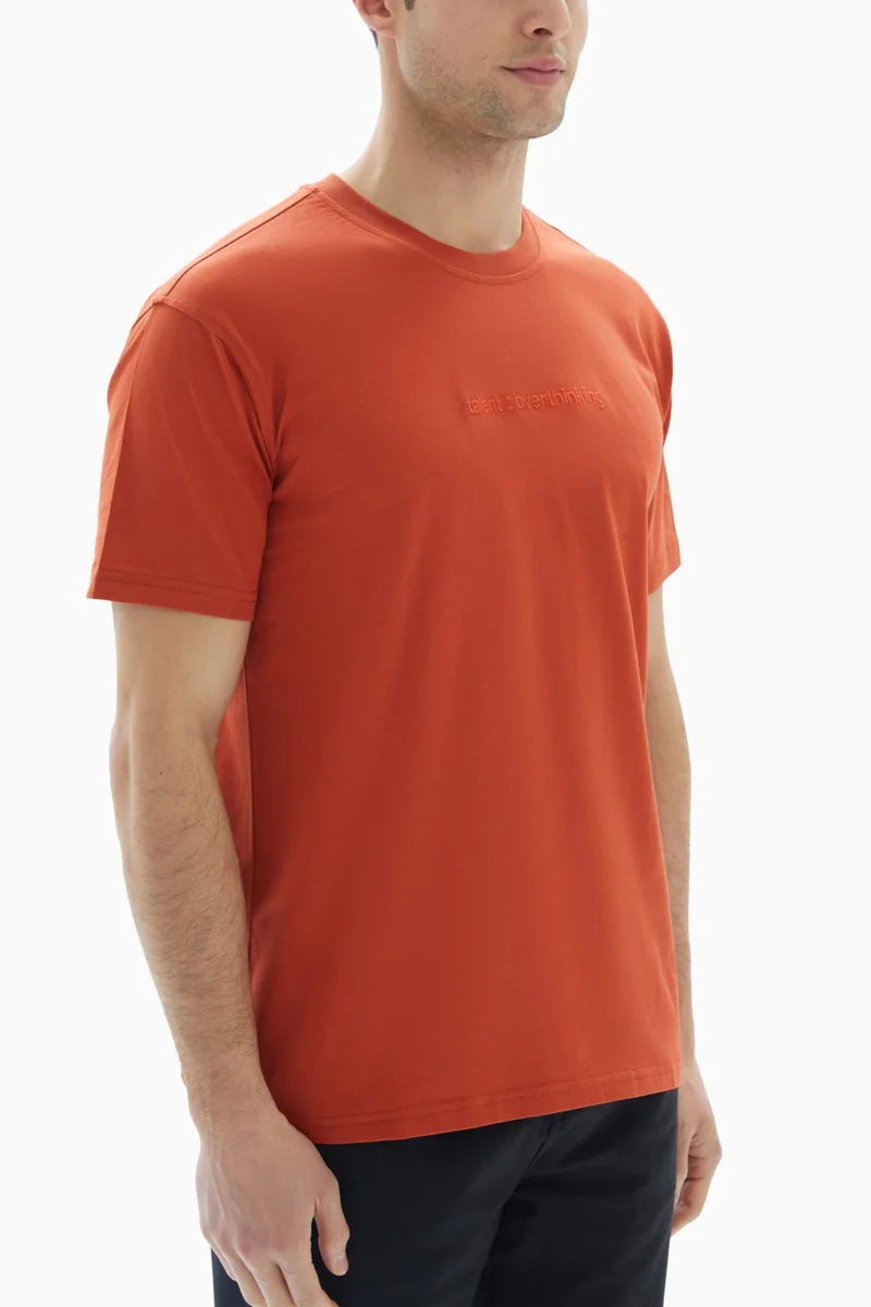 Wecre8 Orange "Talent" Embossed T-shirt By WECRE8