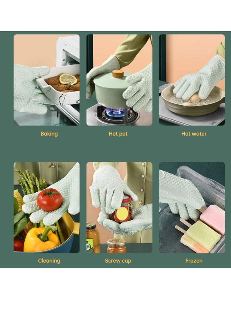 Bukela - Oven Mitts, Professional Heat Resistant Gloves Non-Slip Hand Protective Cooking Gloves Silicone and Cotton Double-Layer Heat Resistant Glove Silicone Gloves Oven Gloves BBQ Gloves - Image 1