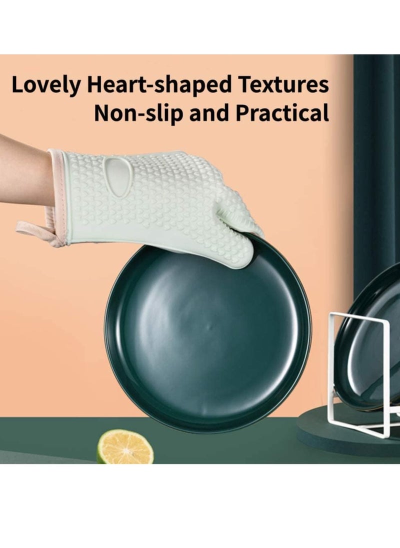 Bukela - Oven Mitts, Professional Heat Resistant Gloves Non-Slip Hand Protective Cooking Gloves Silicone and Cotton Double-Layer Heat Resistant Glove Silicone Gloves Oven Gloves BBQ Gloves - Image 1
