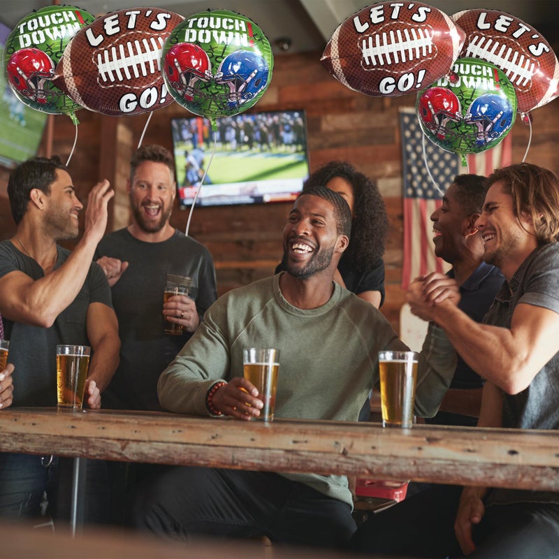 BASHOUT Football Party Balloon Set | 6pcs Game Day Foil Balloons | 3 Brown, XL 26â€ Football Shape Balloons plus 3 Green, Round 17â€ Touchdown | Big Game, Tailgate, Football Party Decorations Balloons | BASHOUT - Image 4