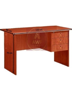 AL WADI FURNITURE AWF AL WADI FURNITURE Modern CherryBrown Compressed Wood Desk with Ergonomic Lining Mesh Design Adjustable Lowback 360 Swivel Desk Chair Black for Home,Office,Study,Living Room,Warehouse,Hospital Use  - Image 2
