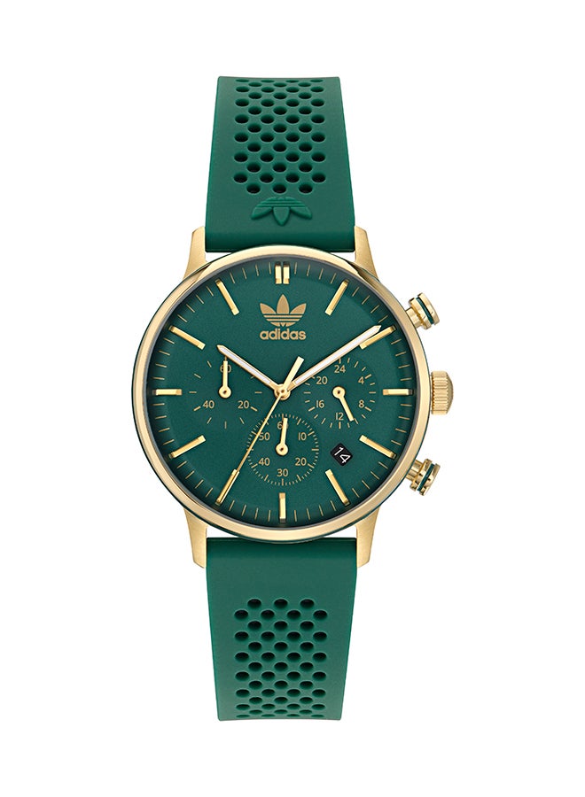 IP Yellow Gold SST Case Green Dial Green Silicone Strap