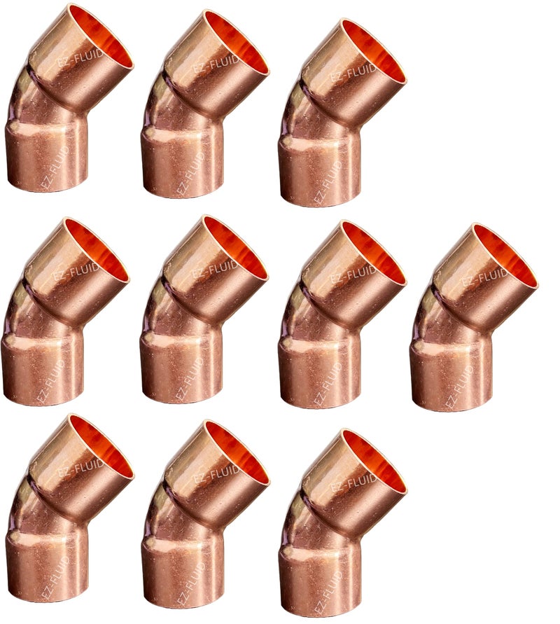 EZ-FLUID EZFLUID Plumbing 34 C X C Copper 45 Degree ElbowLF Short Turn Pressure Copper Fittings with Sweat Solder Connection for ResidentialCommercial 10 Packs - Image 2