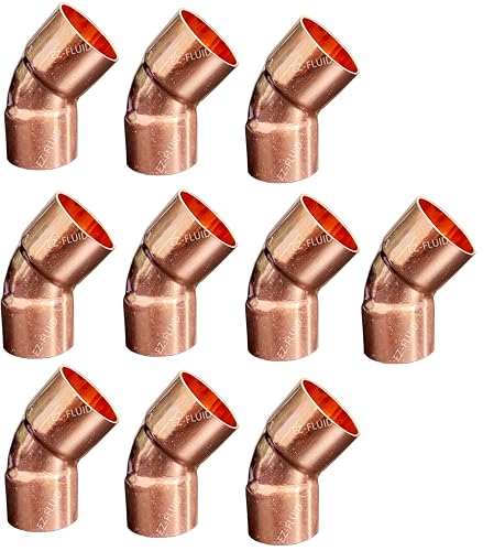 EZ-FLUID EZFLUID Plumbing 34 C X C Copper 45 Degree ElbowLF Short Turn Pressure Copper Fittings with Sweat Solder Connection for ResidentialCommercial 10 Packs - Image 1