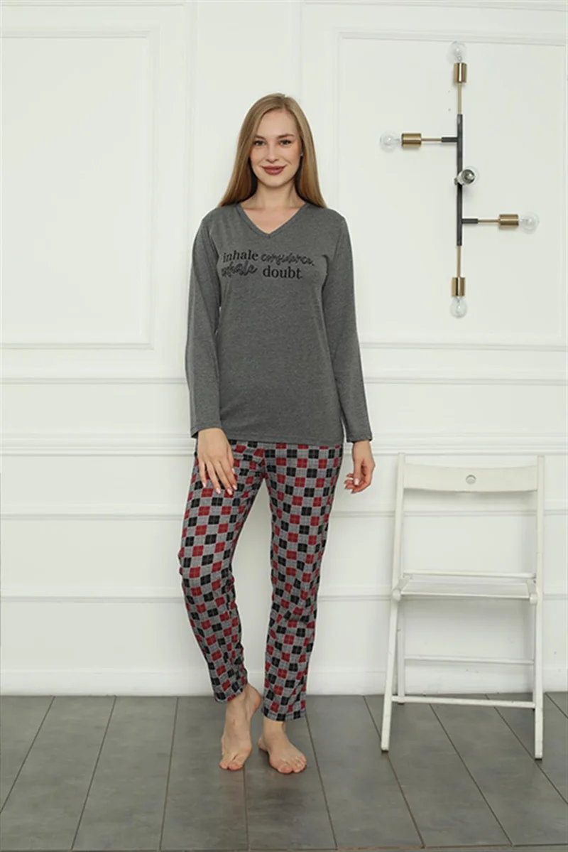 Akbeniz Women's Combed Cotton Pajama Set 4159