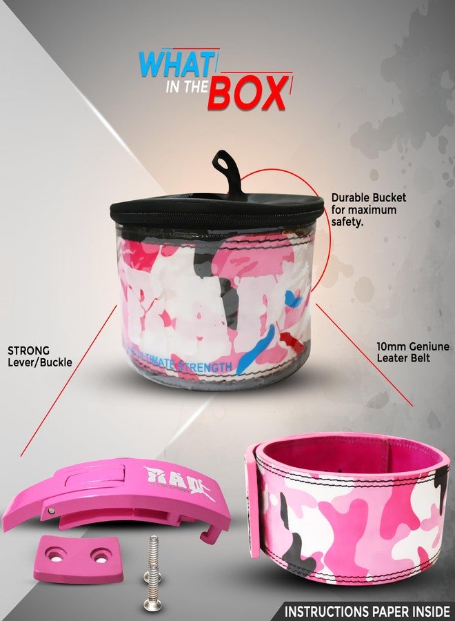 RAD (Large, Pink Camo) - Weight Lifting Belt Powerlifting Men & Women, Weightlifting 10 mm Lever Belt - Image 3