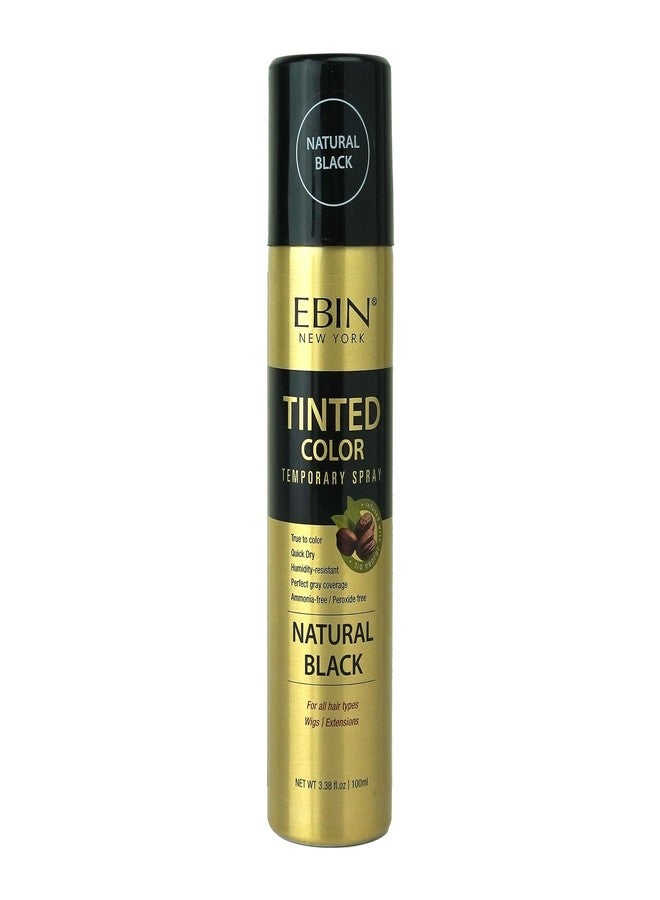 EBIN NEW YORK Tinted Color Temporary Hair Color Spray - 3.38oz Natural Black, Perfect Gray Coverage, Root Touch Up, Quick Dry, Humidity-Resistant & Jojoba Oil for Moisture - Image 1