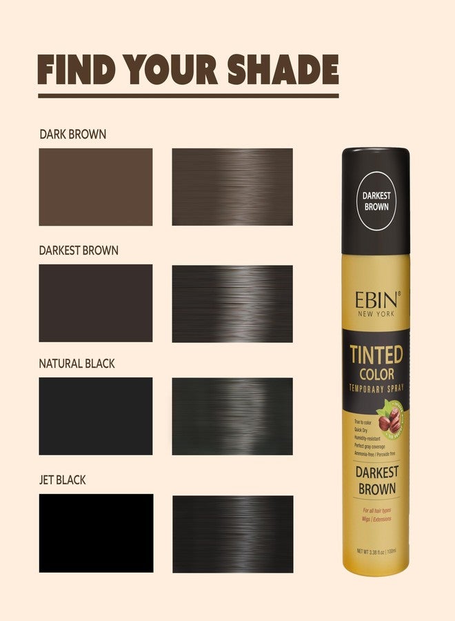 EBIN NEW YORK Tinted Color Temporary Hair Color Spray - 3.38oz Natural Black, Perfect Gray Coverage, Root Touch Up, Quick Dry, Humidity-Resistant & Jojoba Oil for Moisture - Image 4