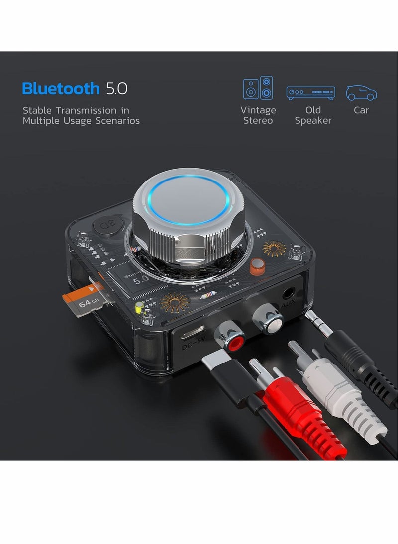 Captaintech Bluetooth Audio Receiver, Stereo Wireless Audio Adapter for Stereo Receiver with 3.5mm RCA TF Card Playback 3D Bass Mode for Home Music Streaming Stereo System - Image 5