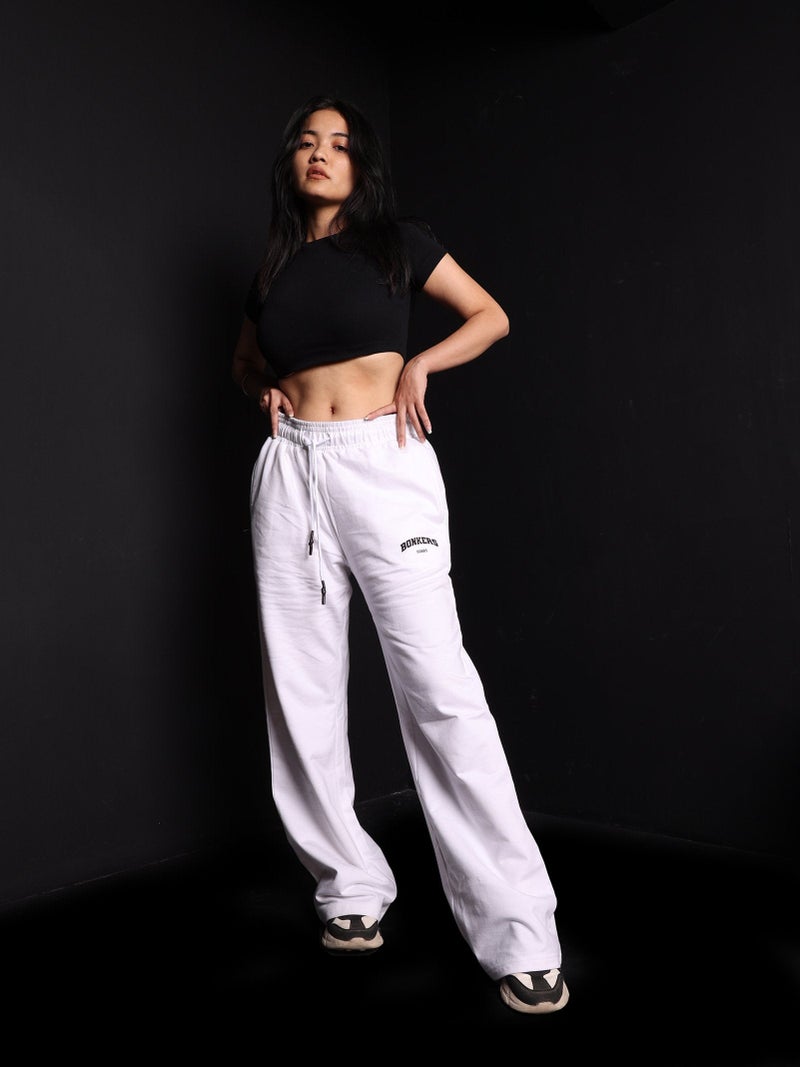 Bonkers Corner White Wide-Leg Sweatpants for Women's - Image 1