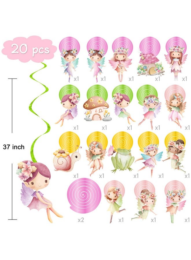 اوموني زينة عيد ميلاد جنية معلقة على شكل دوامات، 20 قطعة من شرائط السقف لحفلات أعياد الميلاد الجنية، لوازم حفلات استقبال المولود على شكل زهور جنية - Image 2