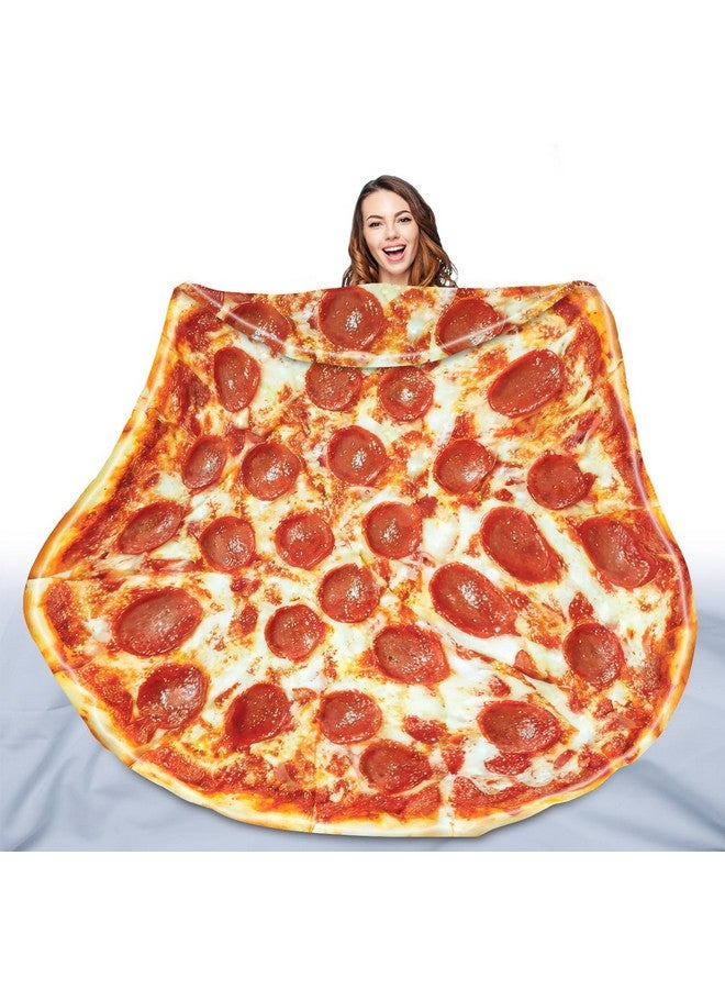 QiyI Pizza Blanket 2.0 Double Sided for Adult and Kids, Giant Food Throw Blanket Funny Thanksgiving Gifts, Christmas Novelty Gift Round Taco Blanket, Warm Soft Tortilla Blanket 72" in Diameter, Red - Image 1