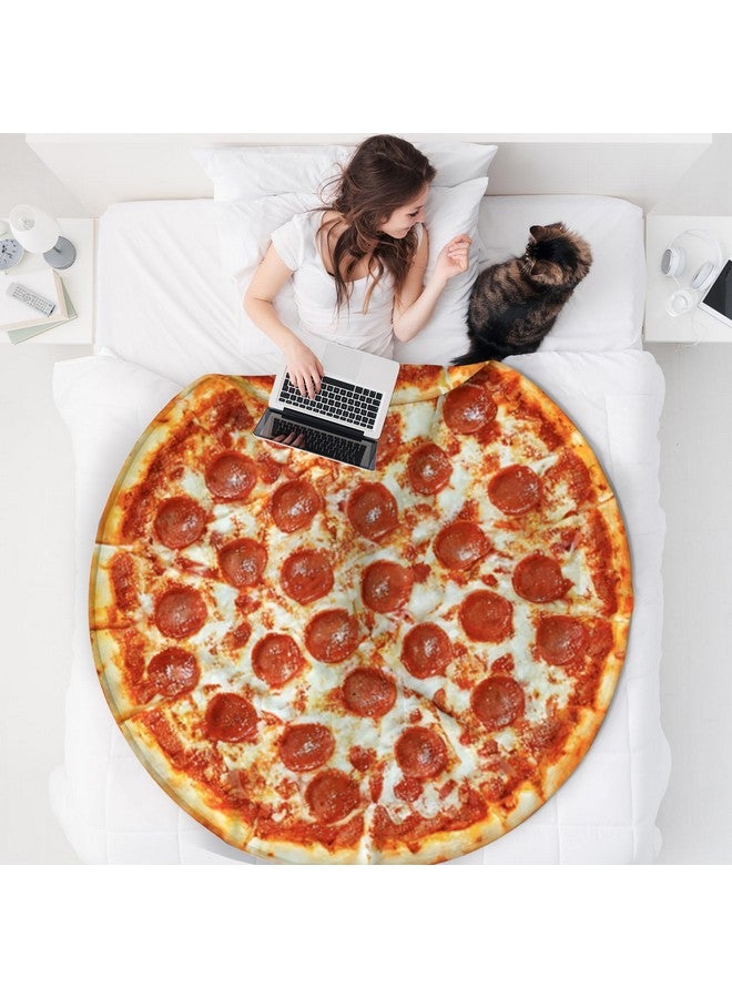QiyI Pizza Blanket 2.0 Double Sided for Adult and Kids, Giant Food Throw Blanket Funny Thanksgiving Gifts, Christmas Novelty Gift Round Taco Blanket, Warm Soft Tortilla Blanket 72" in Diameter, Red - Image 2