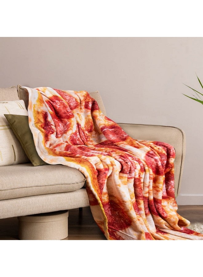 QiyI Pizza Blanket 2.0 Double Sided for Adult and Kids, Giant Food Throw Blanket Funny Thanksgiving Gifts, Christmas Novelty Gift Round Taco Blanket, Warm Soft Tortilla Blanket 72" in Diameter, Red - Image 3
