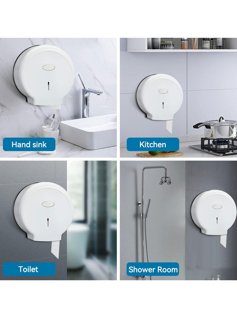 SYOSI - Wall Mounted Toilet Roll Dispenser 10.6×11.0×4.7inch Jumbo Toilet Paper Holder for Bathroom Waterproof and Durable No Punching Required Plastic Paper Dispenser for School Bathroom Office White - Image 1