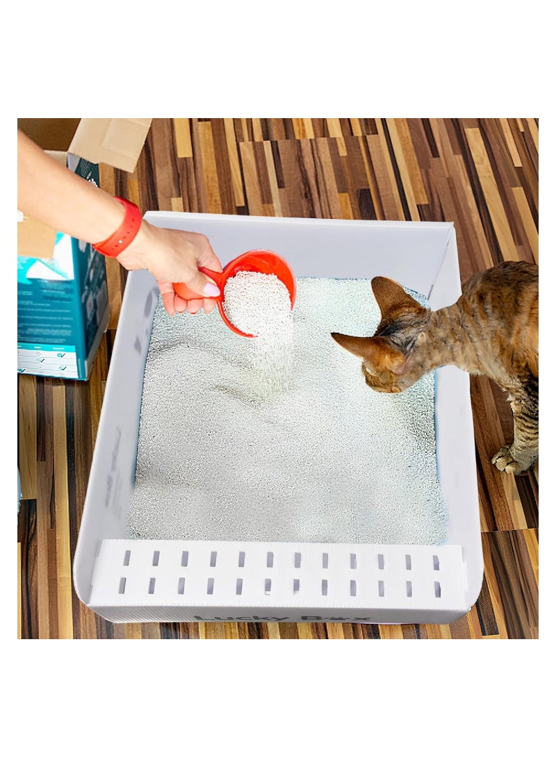 SYOSI 4 Pieces Disposable Litter Boxes for Cats Double Layer Waterproof Travel Litter Box Foldable Cat Litter Box for Kitty Easy to Use 16.5 x 13.0 x 5.1 inches Open Cat Litter Box (42 x 33x 13 cm) - Image 2