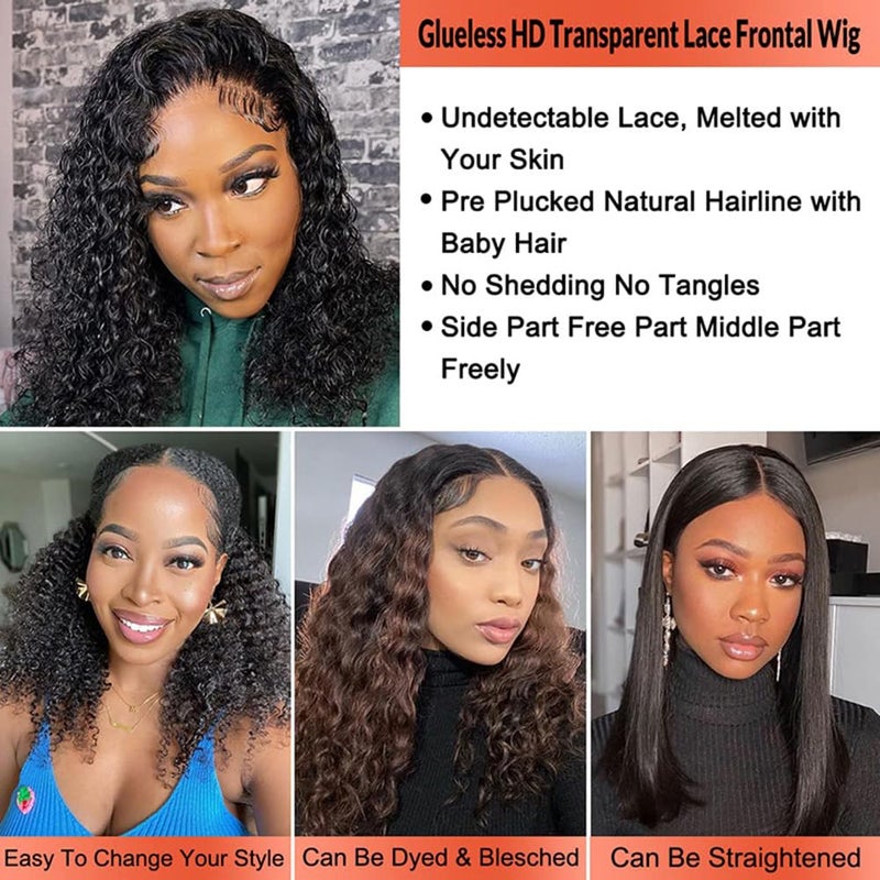 PRIMELACE Kinky Curly Lace Front Wigs Human Hair 18 inch 4C Afro Kinkycurly Wig Human Hair Glueless Curly Human Hair Wig Afro Kinky-Curly Human Hair Wig 180% Density - Image 5