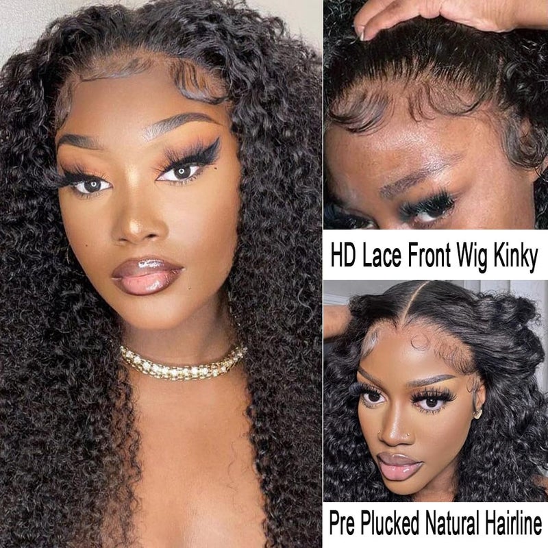 PRIMELACE Kinky Curly Lace Front Wigs Human Hair 18 inch 4C Afro Kinkycurly Wig Human Hair Glueless Curly Human Hair Wig Afro Kinky-Curly Human Hair Wig 180% Density - Image 2