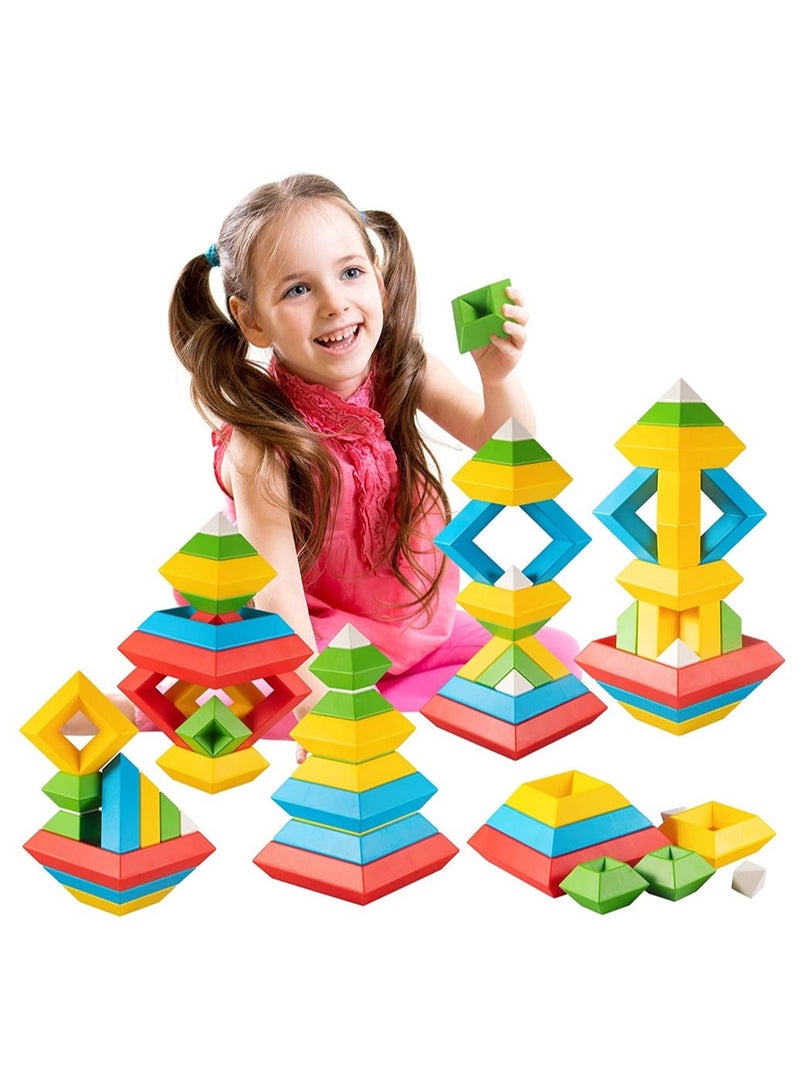 Y&D Stacking Toys for Toddlers, Montessori 1 2 3 4 5 Year Old Girls Boys Preschool Learning Activities, 30Pcs Building Blocks Educational STEM Sensory Gifts Kids  - Image 1