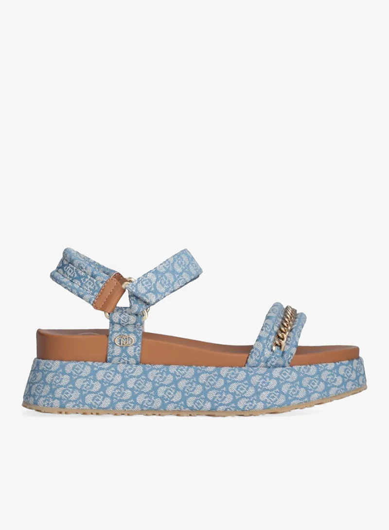 ليو جو صندل بكعب سميك مزين بشعار الماركة